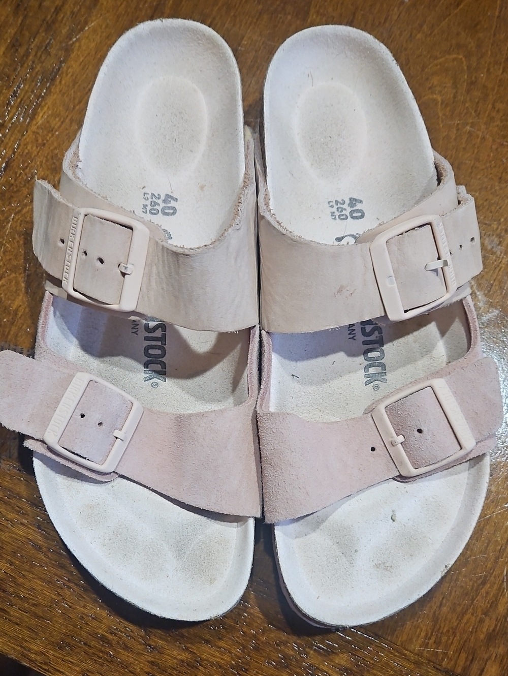 Birkenstock Two-Strap Suede Sandals in Blush Pink